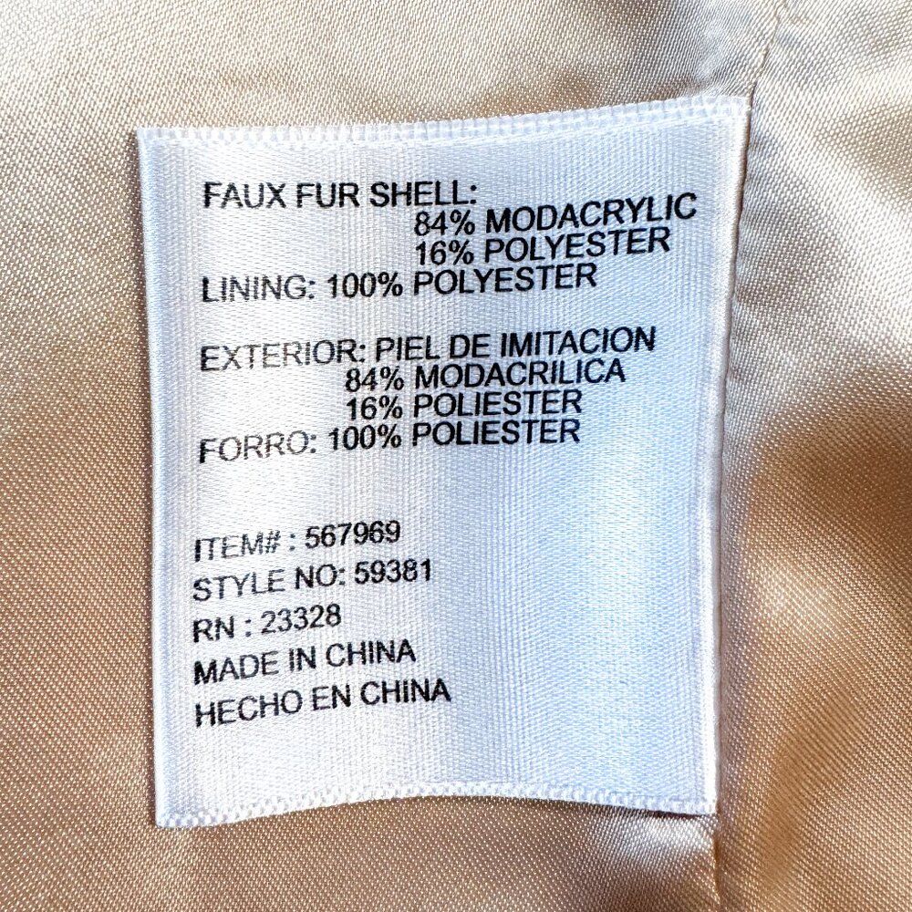 Kristen Blake Faux Fur Vest Silky Lining Gold Tan Cream Women's Size M - Picture 8 of 8